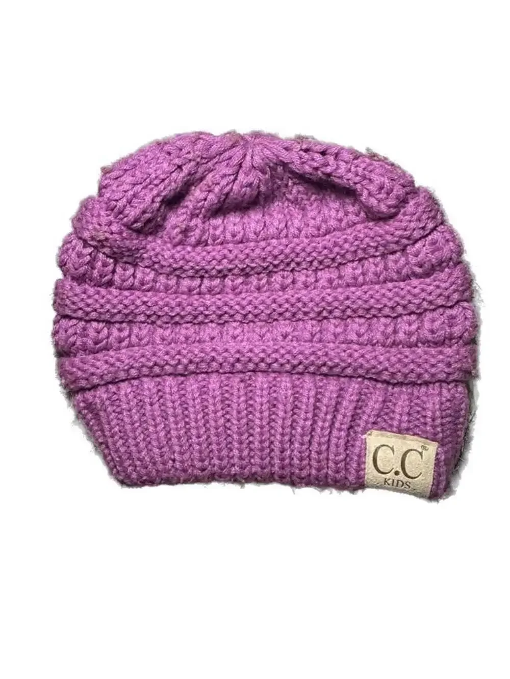 C.C Kids Solid Lavender Purple Ribbed Knit Winter Beanie